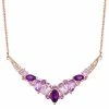 Deals ⭐ Unbranded 14K Rose Gold Over Sterling Silver Genuine Tonal Amethyst & Lab-Created White Sapphire Necklace 🛒