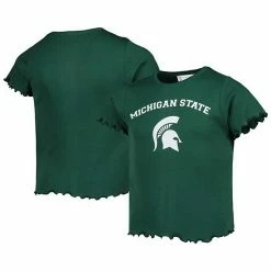 Hot Sale 👍 Unbranded 👧 Girls Youth Green Michigan State Spartans Lettuce Edge T-Shirt 🌟