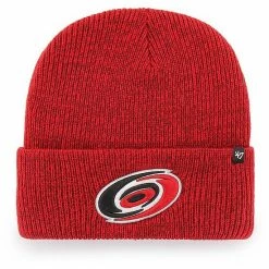 Coupon ⌛ Unbranded Men's '47 Red Carolina Hurricanes Brain Freeze Cuffed Knit Hat 🛒
