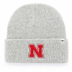 Flash Sale 🔥 Unbranded Men's '47 Gray Nebraska Huskers Brain Freeze Cuffed Knit Hat 👍