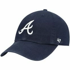 Best deal 🎉 Unbranded Youth '47 Navy Atlanta Braves Team Logo Clean Up Adjustable Hat 🎁