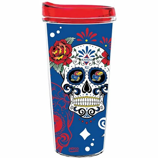 Promo 😍 Unbranded Kansas Jayhawks 22oz. Día De Los Muertos Tumbler 🤩