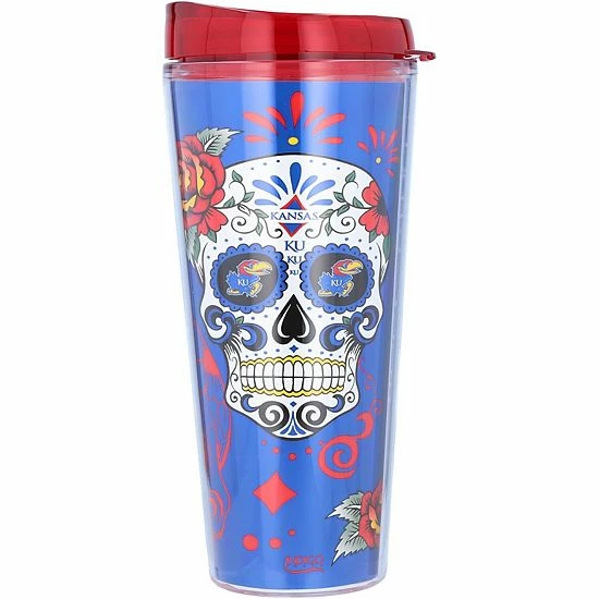 Promo 😍 Unbranded Kansas Jayhawks 22oz. Día De Los Muertos Tumbler 🤩 - Image 2