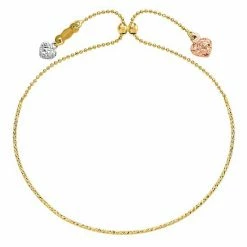 Buy 🛒 Unbranded 14k Gold Tri-Tone Heart Adjustable Bracelet 🎁