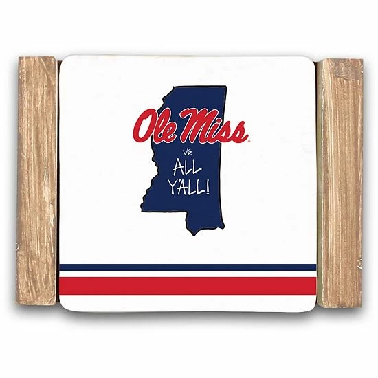 Brand new ❤️ Unbranded Ole Miss Rebels Four-Piece Coaster Set 🧨