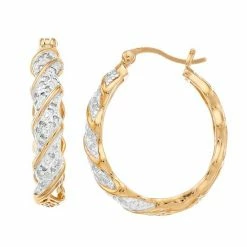 Wholesale ✔️ Unbranded 👩 Women's 1/3CTW White Diamond Hoop Earrings In Gold Plated Sterling Silver Earrings 👍