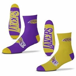Budget 😉 Unbranded Men's For Bare Feet Los Angeles Lakers 2-Pack Team Quarter-Length 🧦 Socks 🛒