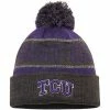 Budget 👍 Unbranded Youth Top Of The World Purple TCU Horned Frogs Below Zero Cuffed Knit Hat With Pom 😉