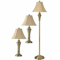 Wholesale 👏 Unbranded Brass Finish Table & Floor Lamp 3-piece Set 😀