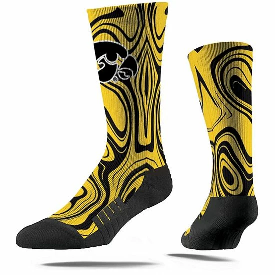 Wholesale 😀 Unbranded Men's Strideline Iowa Hawkeyes Oil Slick Crew 🧦 Socks ❤️