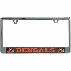 Buy ⌛ Unbranded Cincinnati Bengals Carbon Bottom Only Metal Acrylic Cut License Plate Frame ✨