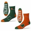 Brand new 🌟 Unbranded Men's For Bare Feet Miami Hurricanes 2-Pack Team Quarter-Length 🧦 Socks 🔔