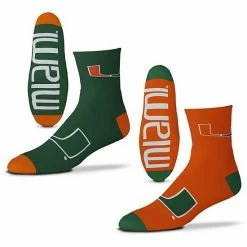 Brand new 🌟 Unbranded Men's For Bare Feet Miami Hurricanes 2-Pack Team Quarter-Length 🧦 Socks 🔔