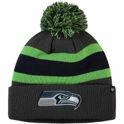 Best deal 🔥 Unbranded Men's '47 Charcoal Seattle Seahawks Team Breakaway Cuffed Knit Hat With Pom 😉