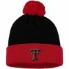 Outlet ✨ Unbranded Men's Top Of The World Black/Red Texas Tech Red Raiders Core 2-Tone Cuffed Knit Hat With Pom 🧨
