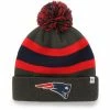New ✔️ Unbranded Men's '47 Charcoal New England Patriots Team Breakaway Cuffed Knit Hat With Pom ✔️