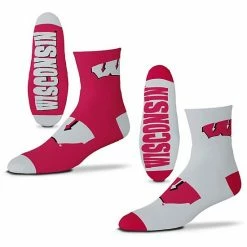 Cheapest 💯 Unbranded Men's For Bare Feet Wisconsin Badgers 2-Pack Team Quarter-Length 🧦 Socks 🎉