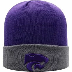 Promo 😉 Unbranded Men's Top Of The World Purple/Gray Kansas State Wildcats Core 2-Tone Cuffed Knit Hat ⭐