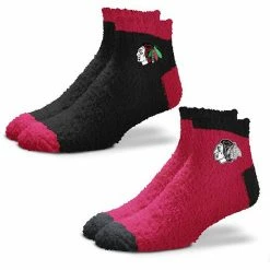 Brand new ⭐ Unbranded 👩 Women's For Bare Feet Chicago Blackhawks 2-Pack Team Sleep Soft 🧦 Socks 🧨