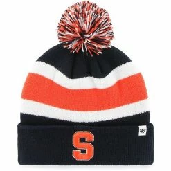 New ⌛ Unbranded Men's '47 Navy Syracuse Orange Breakaway Cuffed Knit Hat With Pom 🔔