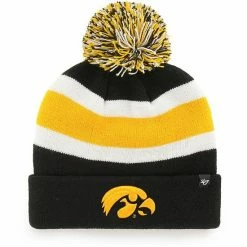 Coupon 🤩 Unbranded Men's '47 Black Iowa Hawkeyes Breakaway Cuffed Knit Hat With Pom 👍