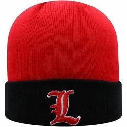 Wholesale 🧨 Unbranded Men's Top Of The World Red/Black Louisville Cardinals Core 2-Tone Cuffed Knit Hat 🛒