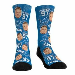 Budget ⭐ Unbranded Men's Rock Em 🧦 Socks Aidan Hutchinson Detroit Lions Football Player Crew 🧦 Socks 😀