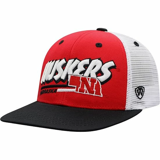 Promo 🧨 Unbranded Youth Top Of The World Scarlet/Black Nebraska Huskers Century Snapback Hat 🥰