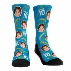 Coupon 💯 Unbranded Men's Rock 'Em 🧦 Socks Justin Herbert Los Angeles Chargers Team Football Guy Crew 🧦 Socks 👏