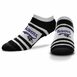 Flash Sale 🧨 Unbranded 👩 Women's For Bare Feet Baltimore Ravens Block Stripe Fuzzy Ankle 🧦 Socks 😉