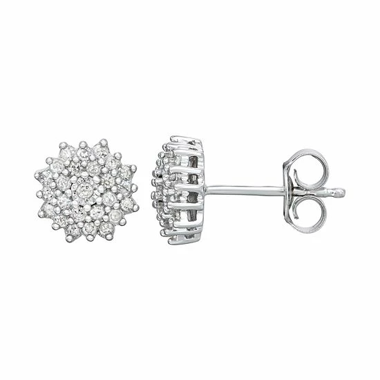 Coupon ✨ Unbranded Sterling Silver 1/3 Carat T.W. Diamond Cluster Stud Earrings 👏