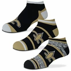 Discount ❤️ Unbranded Youth For Bare Feet New Orleans Saints Three-Pack Cash Ankle 🧦 Socks 🎉