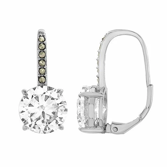 Cheap 🥰 Unbranded Fine Silver Plated Lab Created White Opal & Marcasite Leverback Earrings White Cz 🛒 - Image 2
