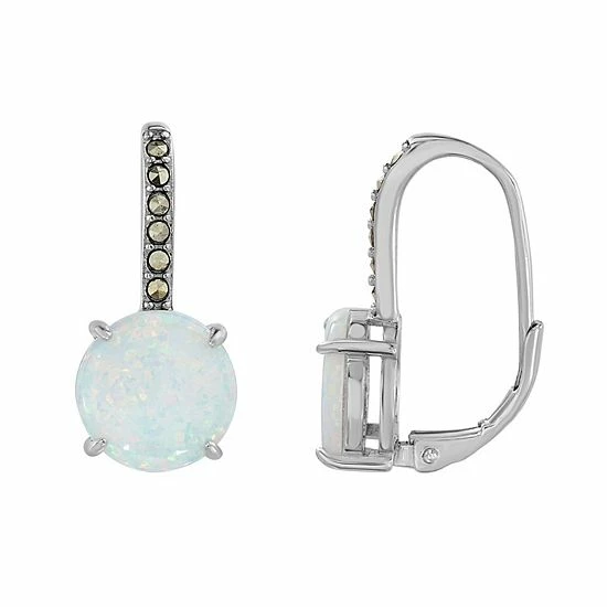 Cheap 🥰 Unbranded Fine Silver Plated Lab Created White Opal & Marcasite Leverback Earrings White Cz 🛒 - Image 3