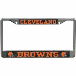 Deals ⌛ Unbranded Cleveland Browns Carbon Small Over Large Metal Acrylic Cut License Plate Frame 😍