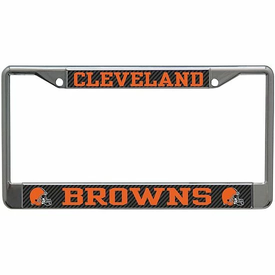 Deals ⌛ Unbranded Cleveland Browns Carbon Small Over Large Metal Acrylic Cut License Plate Frame 😍