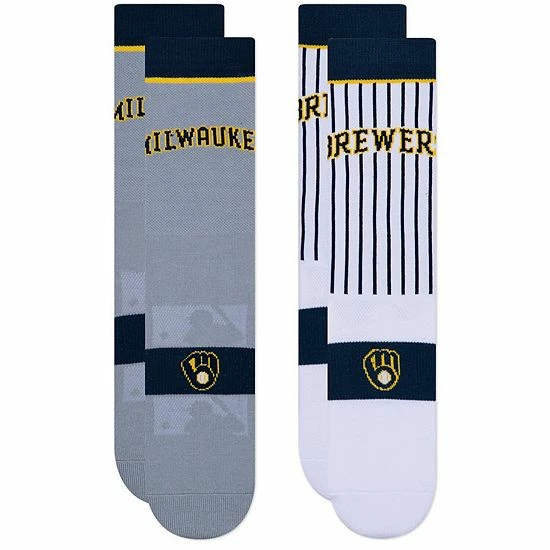 Brand new ๐คฉ Unbranded Milwaukee Brewers Two-Pack Home & Away Uniform Crew ๐งฆ Socks ๐ - Image 3