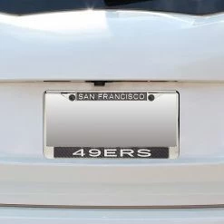 Best Pirce 🌟 Unbranded San Francisco 49ers Small Over Large Carbon Fiber License Plate Frame With Matte Letters ❤️