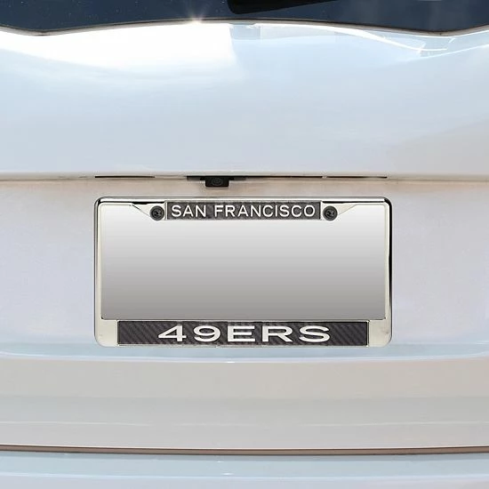 Best Pirce 🌟 Unbranded San Francisco 49ers Small Over Large Carbon Fiber License Plate Frame With Matte Letters ❤️