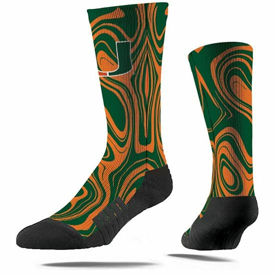 Cheapest ✔️ Unbranded Men's Strideline Miami Hurricanes Oil Slick Crew 🧦 Socks 😀