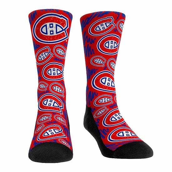 Wholesale ๐ฅ Unbranded Men's Rock Em ๐งฆ Socks Montreal Canadiens Logo Sketch Crew ๐งฆ Socks โจ