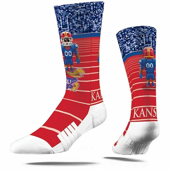 Promo 🧨 Unbranded Youth Strideline Kansas Jayhawks 8-Bit Crew 🧦 Socks 🥰