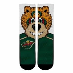 Budget ✔️ Unbranded Men's Rock Em 🧦 Socks Minnesota Wild Split Face Mascot Crew 🧦 Socks 🌟