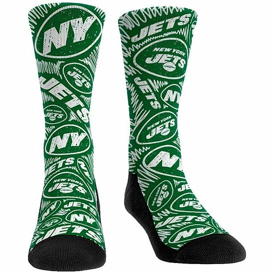 Best Pirce ❤️ Unbranded 👩 Women's Rock Em 🧦 Socks New York Jets Logo Sketch Crew 🧦 Socks ✨
