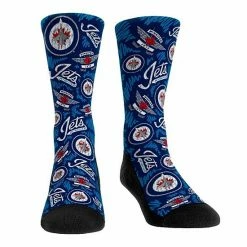 Cheapest 🥰 Unbranded Men's Rock Em 🧦 Socks Winnipeg Jets Logo Sketch Crew 🧦 Socks 🧨