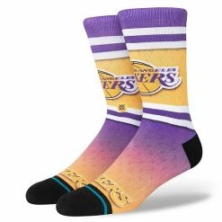 Best Pirce 😍 Unbranded Men's Stance Los Angeles Lakers Hardwood Classics Fader Collection Crew 🧦 Socks ❤️