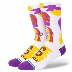 Promo ✔️ Unbranded Men's Stance LeBron James Los Angeles Lakers Player Paint Crew 🧦 Socks 🎁