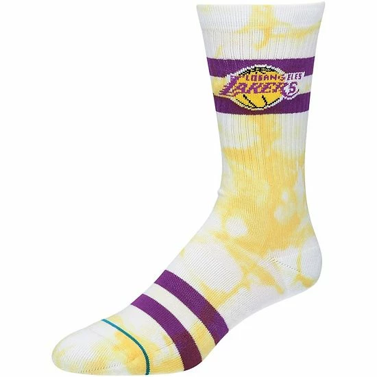 Cheapest 👏 Unbranded Men's Stance Los Angeles Lakers Tie-Dye Crew 🧦 Socks 🎉