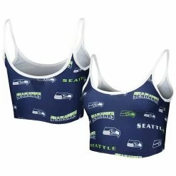 Flash Sale ❤️ Unbranded 👩 Women's Concepts Sport College Navy/White Seattle Seahawks Breakthrough Allover Knit Sports Bra 🛒