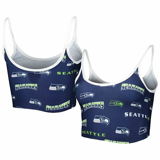 Flash Sale ❤️ Unbranded 👩 Women's Concepts Sport College Navy/White Seattle Seahawks Breakthrough Allover Knit Sports Bra 🛒